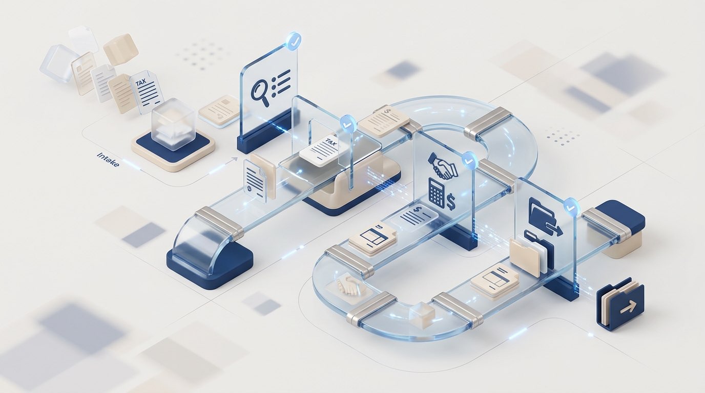 Abstract visualization of streamlined CPA client onboarding