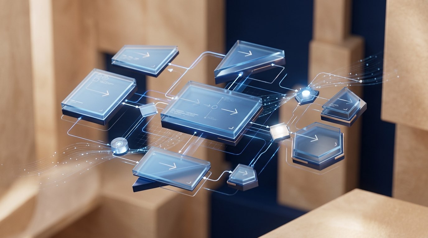 Abstract visualization of automated workflow routing and task delegation
